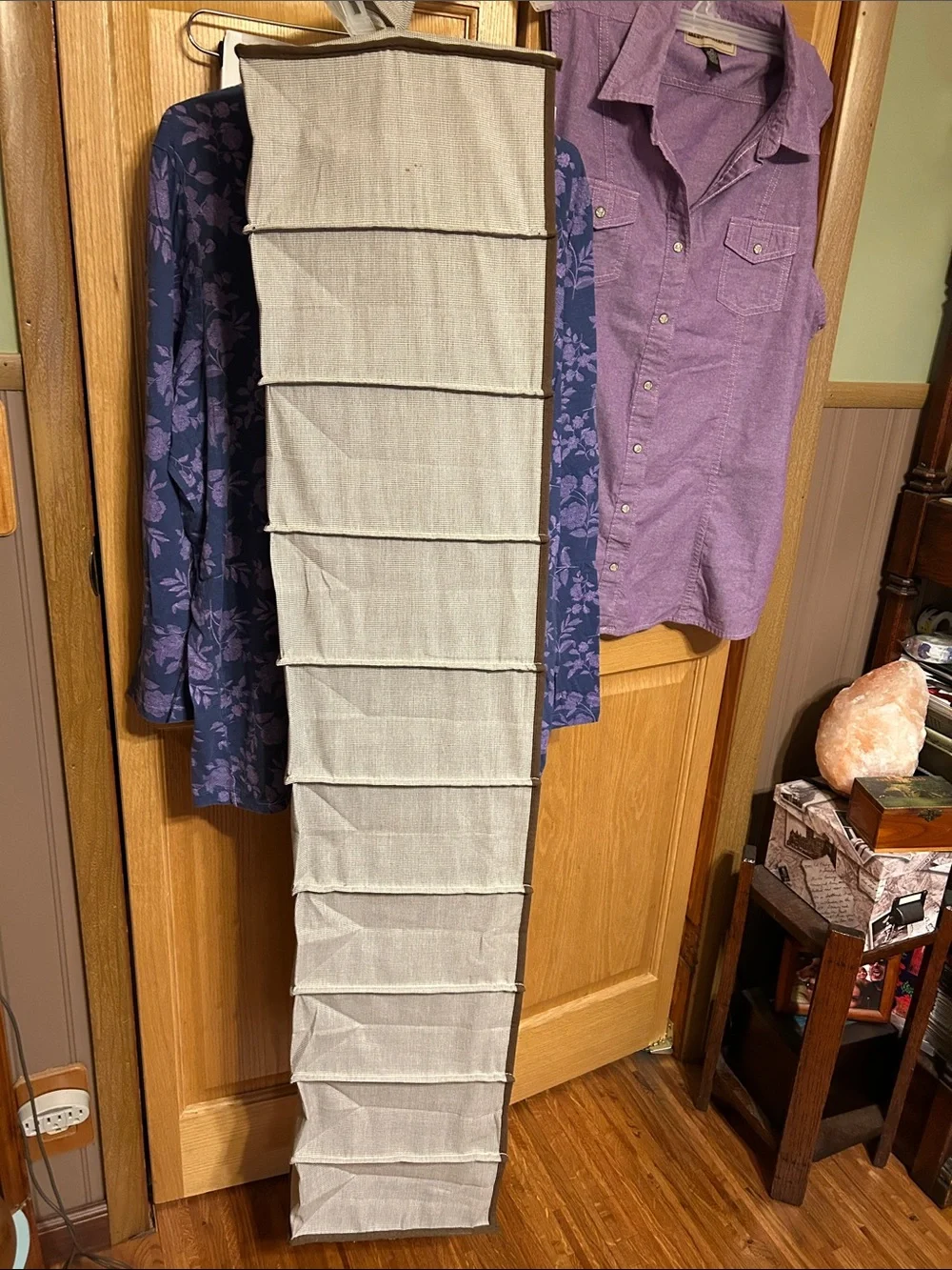 Hanging Closet Organizer - Gray Fabric 10-Shelf Storage